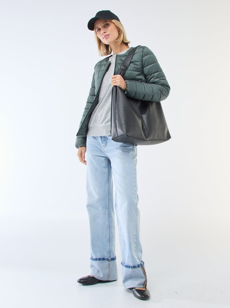 Sudadera de cuello redondo en felpa liso Gris - Kiabi