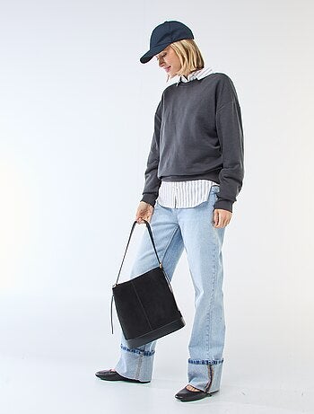 Sudadera de cuello redondo en felpa liso