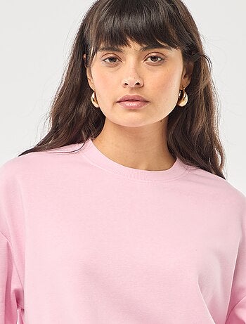 Sudadera de cuello redondo en felpa lisa