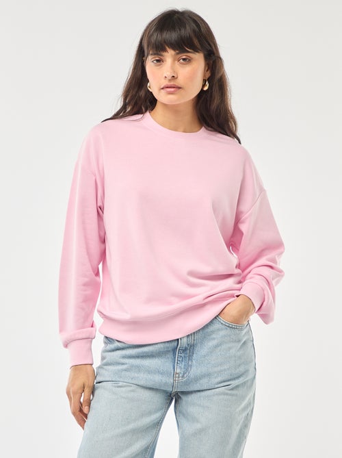 Sudadera de cuello redondo en felpa liso - Kiabi
