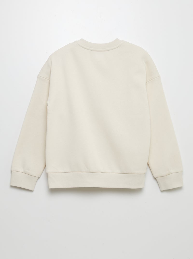 Sudadera de cuello redondo estampada - colección fácil de poner BLANCO - Kiabi