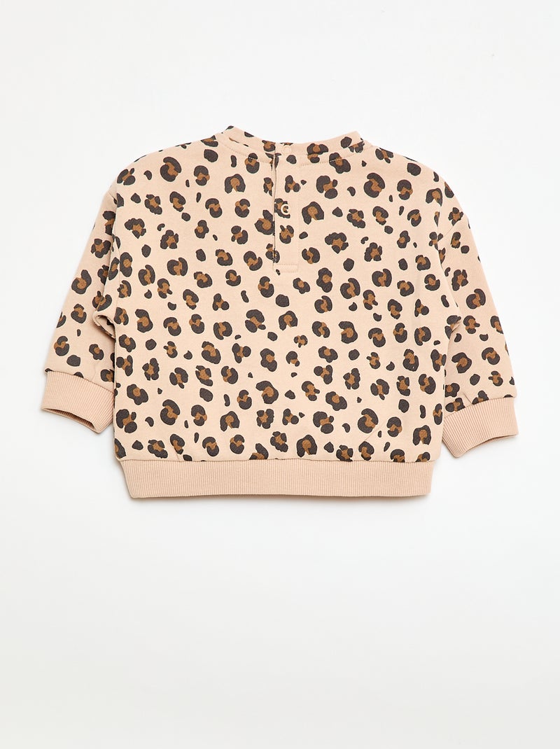 Sudadera de cuello redondo estampada Beige - Kiabi