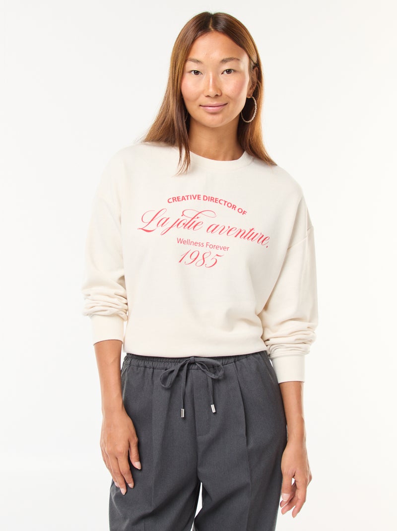 Sudadera de cuello redondo estampada Blanco - Kiabi