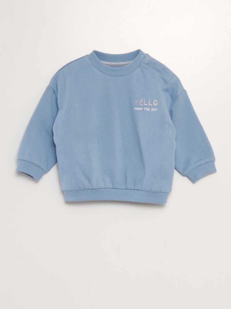Sudadera de cuello redondo estampada con bordado AZUL - Kiabi