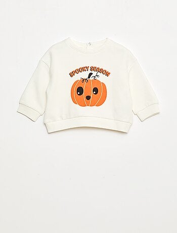 Sudadera de cuello redondo estampada en felpa perchada