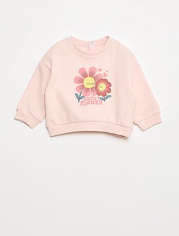 Sudadera de cuello redondo estampada en felpa perchada