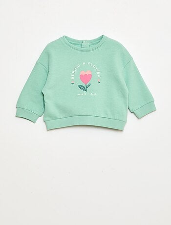 Sudadera de cuello redondo estampada en felpa perchada
