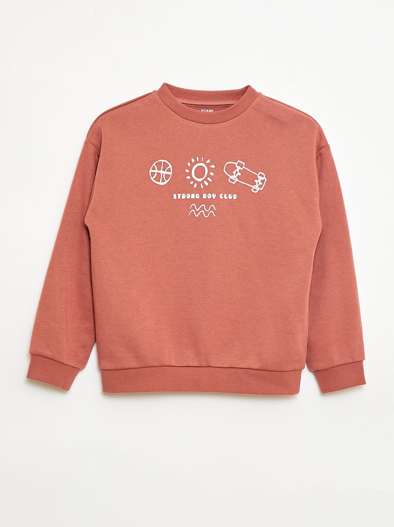 Sudadera de cuello redondo estampada Rojo - Kiabi