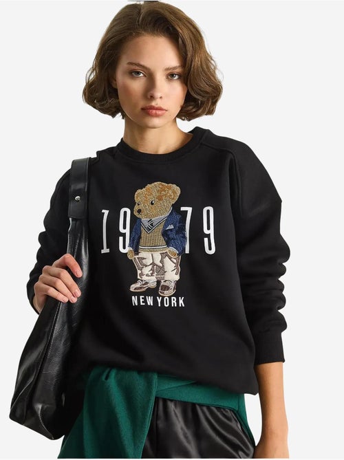 Sudadera de cuello redondo estampada y corte relajado lucci - Kiabi Sudadera de cuello redondo estampada y corte relajado lucci - Kiabi