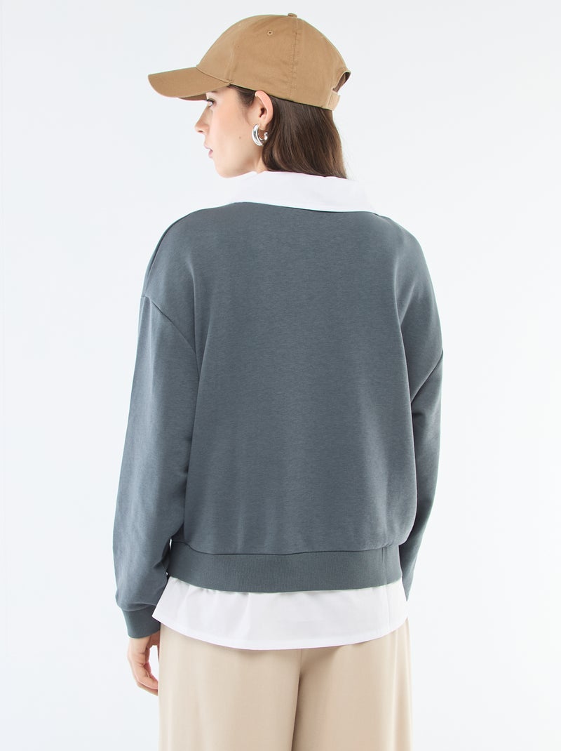 Sudadera de cuello redondo estilo 'campus' Gris - Kiabi