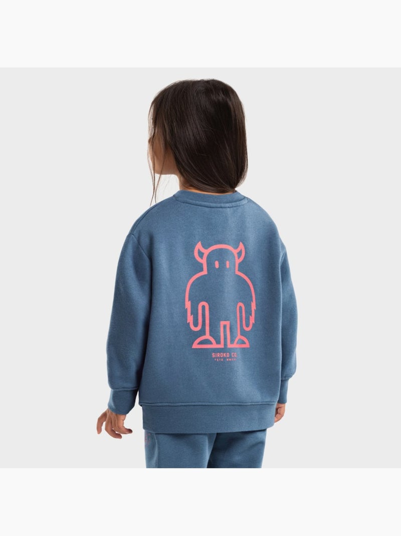 Sudadera de cuello redondo niña lifestyle niños y niñas glob-g Azul - Kiabi