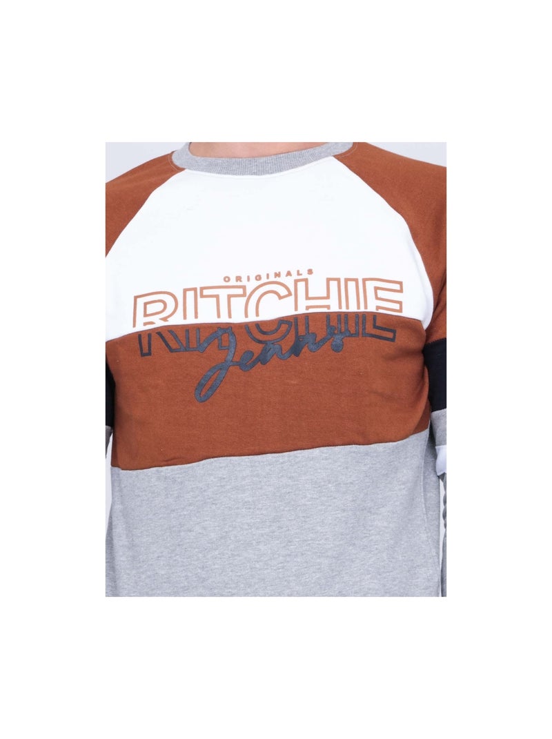 Sudadera de cuello redondo WOLBERT Marrón glaseado - Kiabi