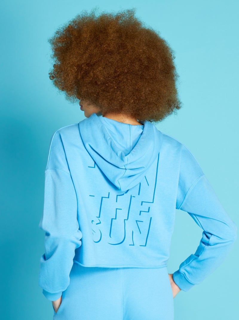 Sudadera de deporte con capucha crop top AZUL - Kiabi
