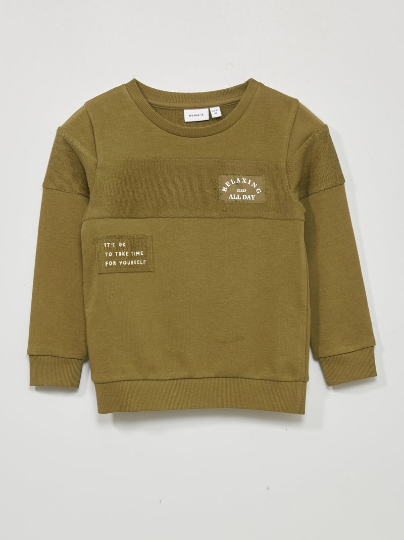 Sudadera de dos materiales KAKI - Kiabi