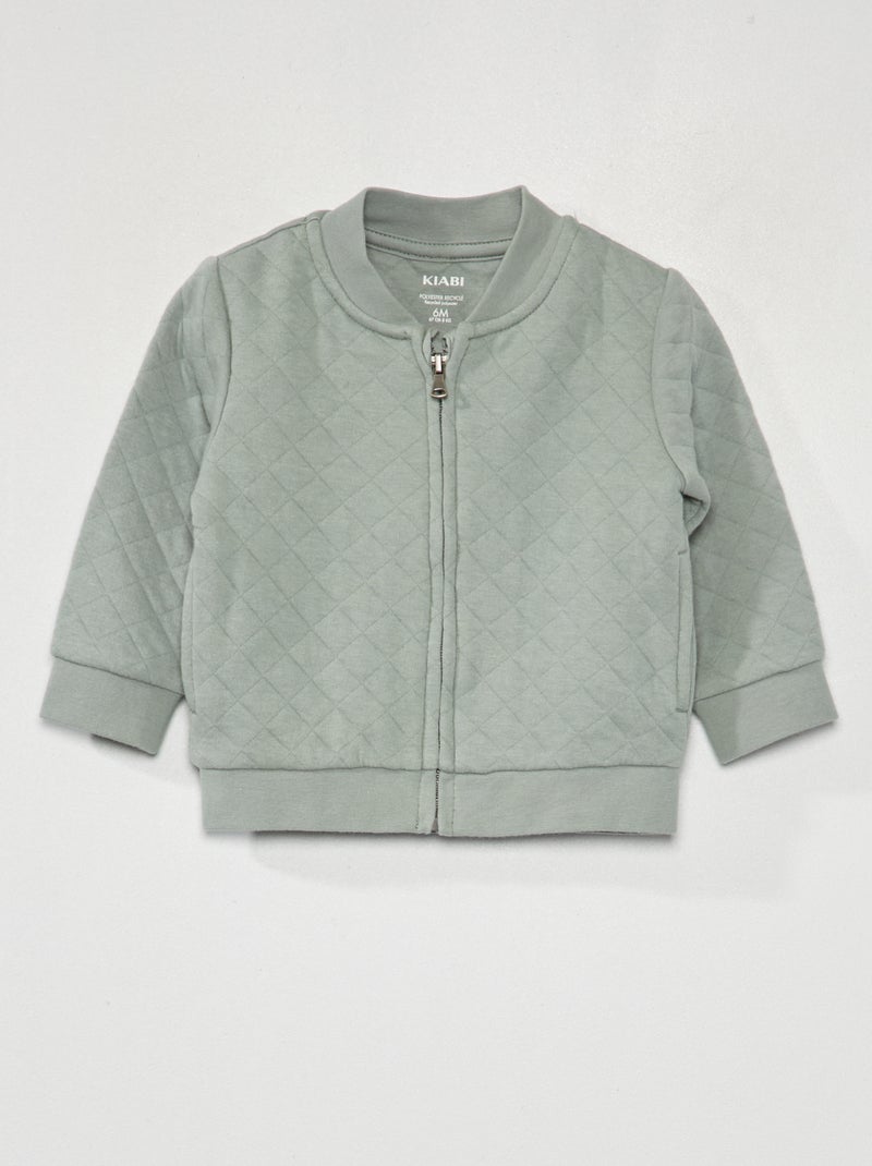 Sudadera de efecto acolchado con cremallera azul/gris - Kiabi