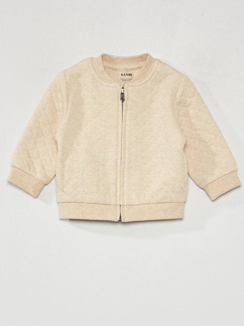 Sudadera de efecto acolchado con cremallera BEIGE - Kiabi