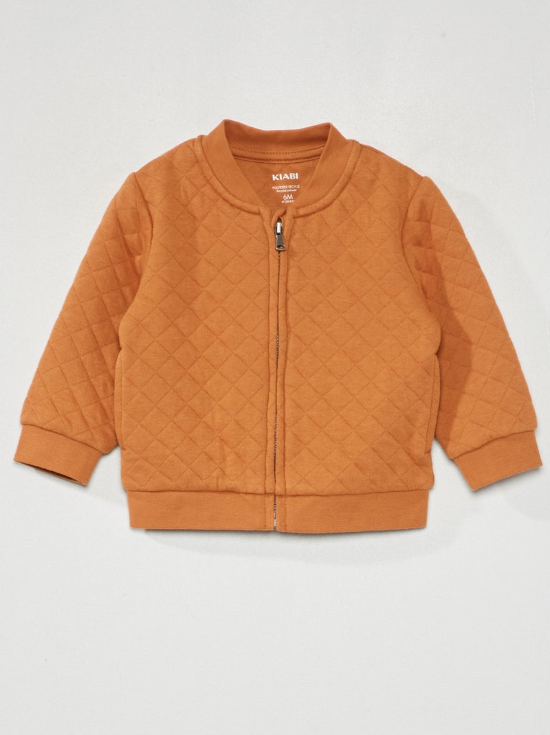 Sudadera de efecto acolchado con cremallera MARRON - Kiabi