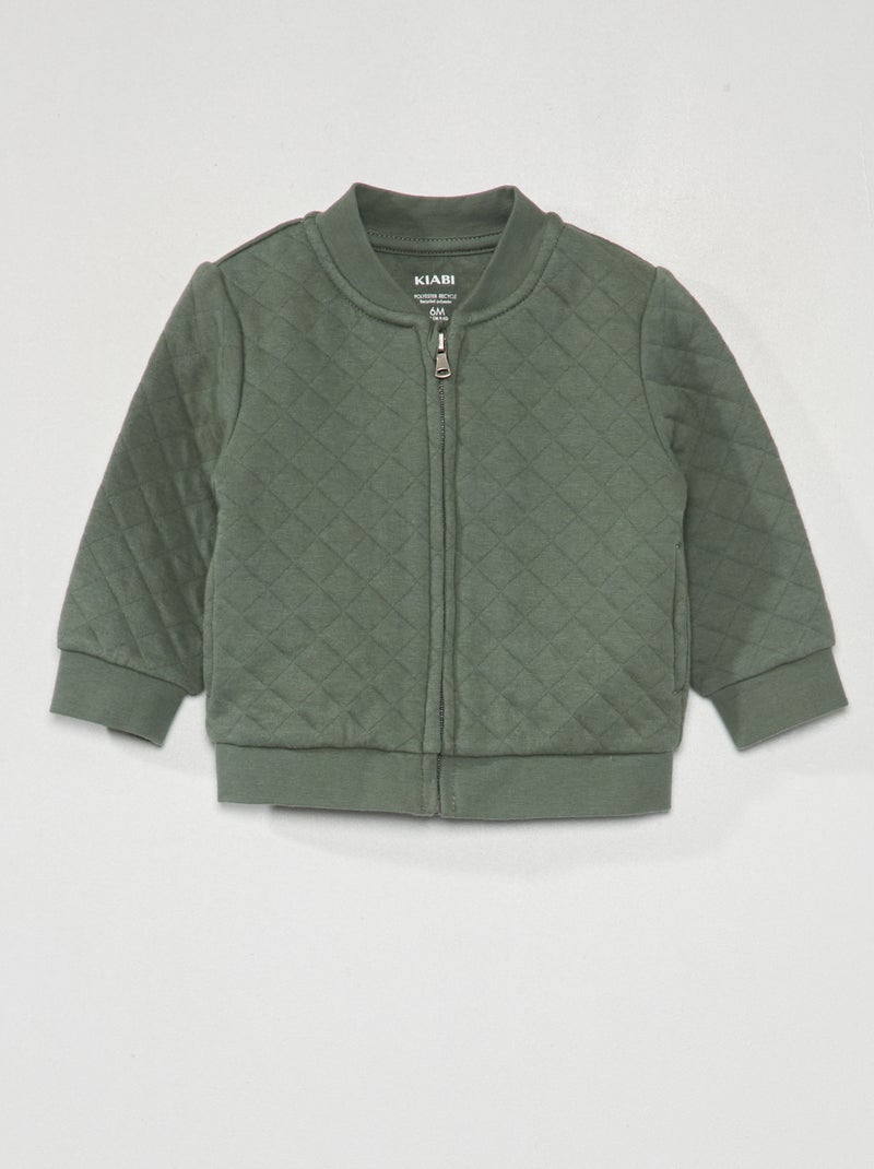 Sudadera de efecto acolchado con cremallera verde gris - Kiabi