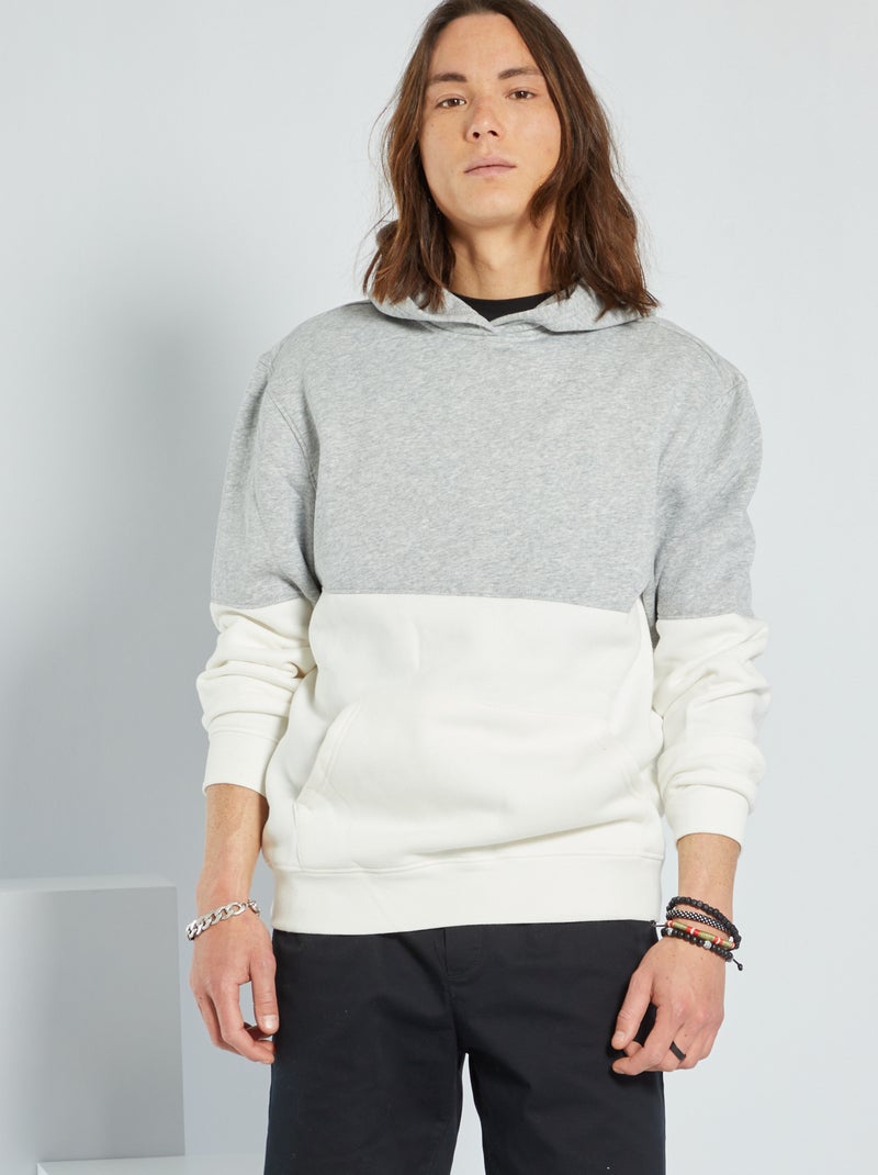 Sudadera de felpa bicolor con capucha GRIS - Kiabi