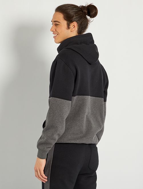 Sudadera de felpa bicolor con capucha - NEGRO - Kiabi - 15.00€