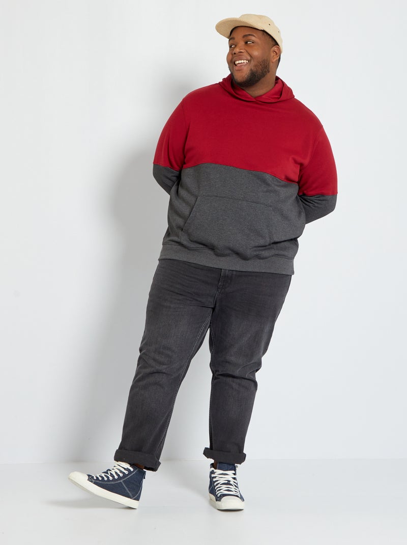 Sudadera de felpa bicolor con capucha rojo burdeos - Kiabi