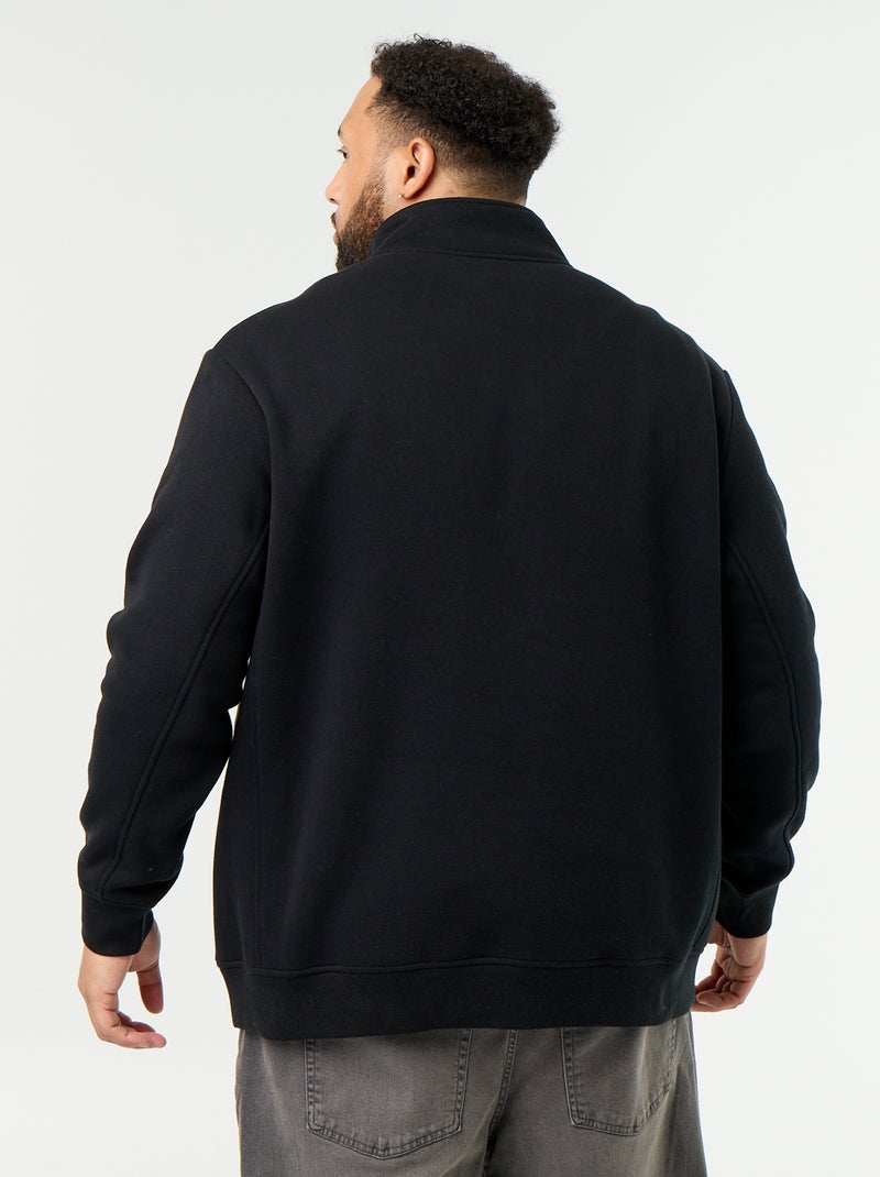 Sudadera de felpa cálida con cuello con cremallera Negro - Kiabi