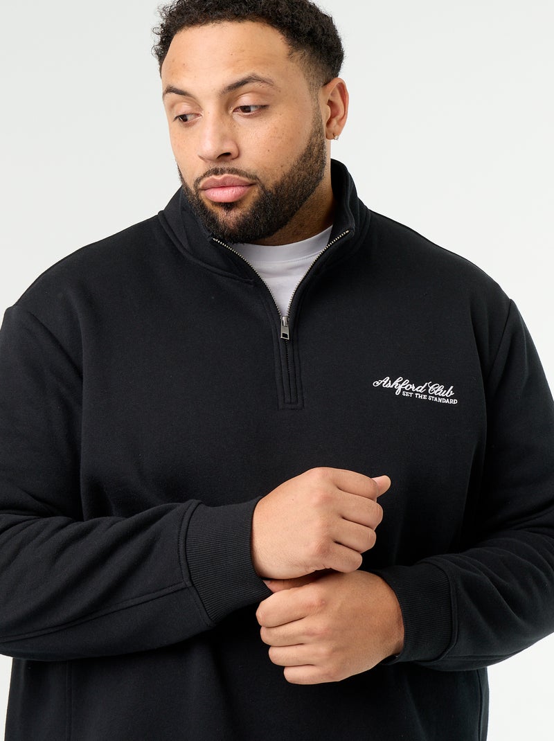 Sudadera de felpa cálida con cuello con cremallera Negro - Kiabi