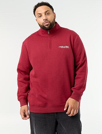 Sudadera de felpa cálida con cuello con cremallera