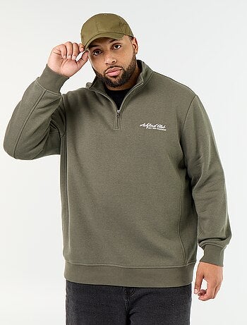 Sudadera de felpa cálida con cuello con cremallera