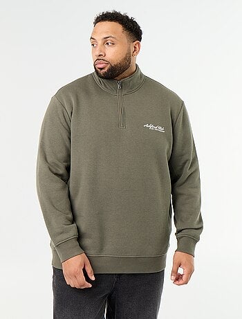 Sudadera de felpa cálida con cuello con cremallera