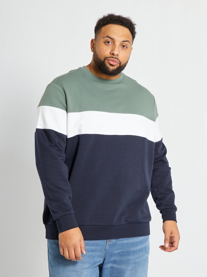 Sudadera de felpa colorblock AZUL - Kiabi