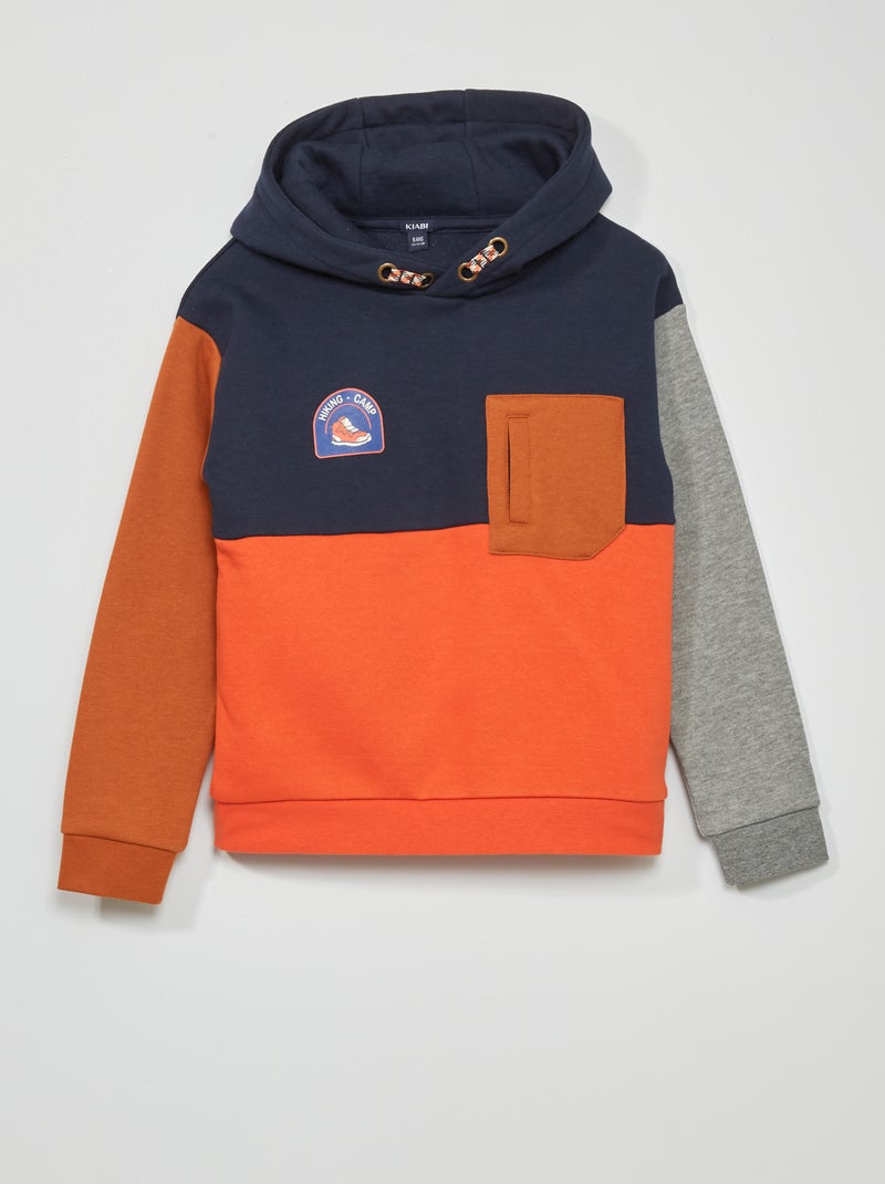 Sudadera de felpa colorblock con capucha AZUL - Kiabi