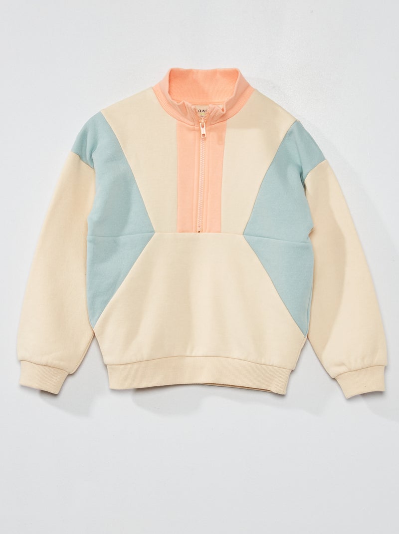 Sudadera de felpa colorblock crudo - Kiabi