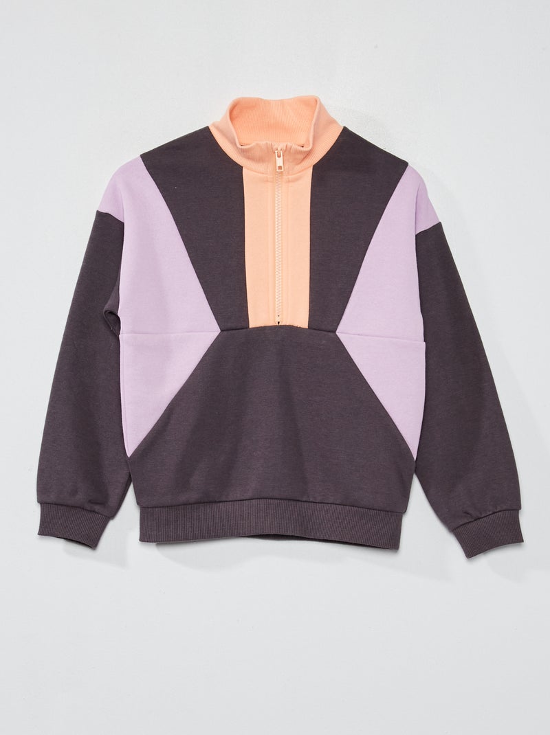 Sudadera de felpa colorblock gris antracita - Kiabi