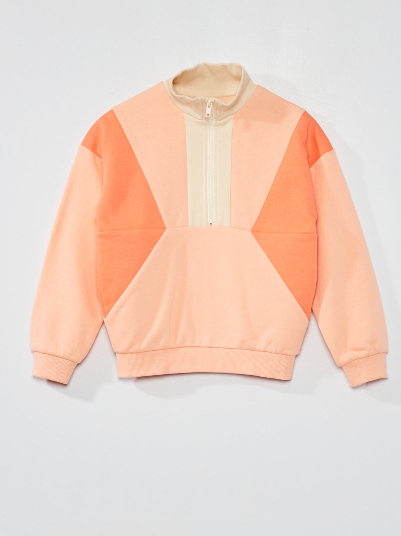 Sudadera de felpa colorblock NARANJA - Kiabi
