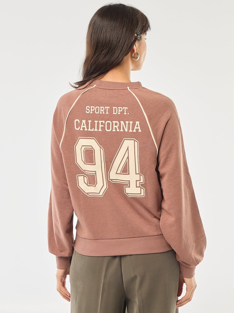 Sudadera de felpa con bandas contrastantes Marron - Kiabi