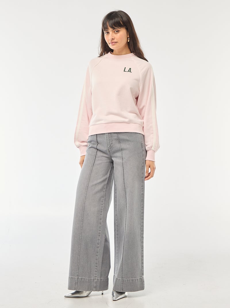 Sudadera de felpa con bandas contrastantes Rosa - Kiabi