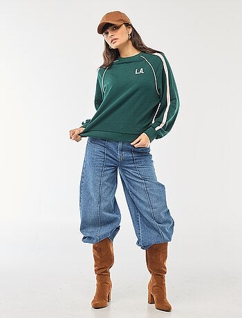 Sudadera de felpa con bandas contrastantes