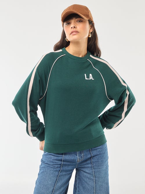 Sudadera de felpa con bandas contrastantes - Kiabi