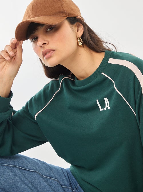 Sudadera de felpa con bandas contrastantes - Kiabi