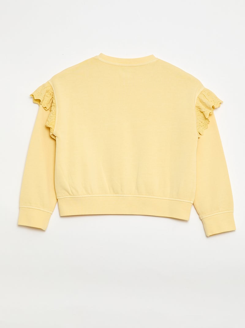 Sudadera de felpa con bordados ingleses Amarillo - Kiabi