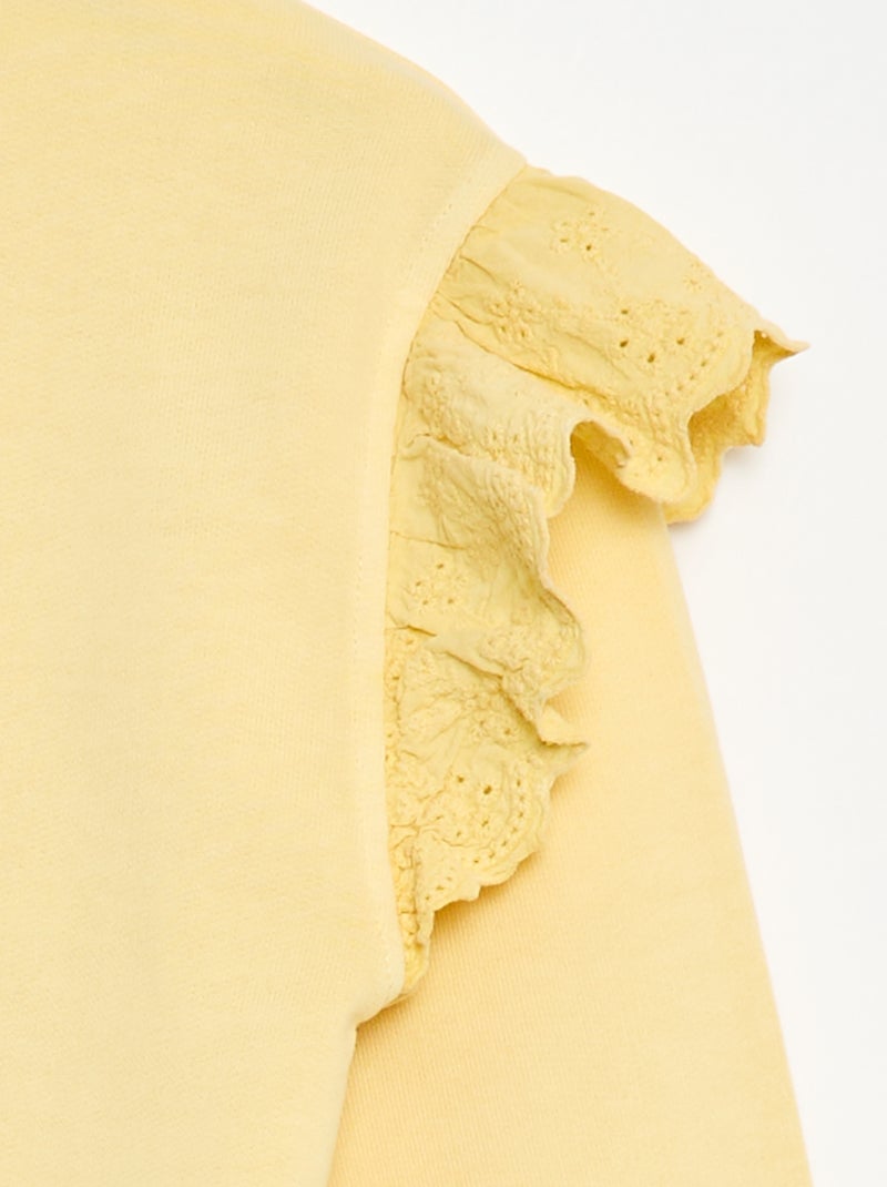 Sudadera de felpa con bordados ingleses Amarillo - Kiabi