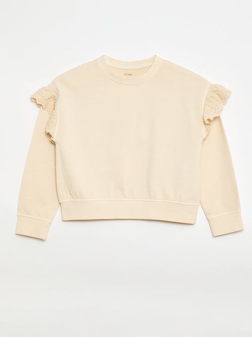 Sudadera de felpa con bordados ingleses - Kiabi Sudadera de felpa con bordados ingleses - Kiabi