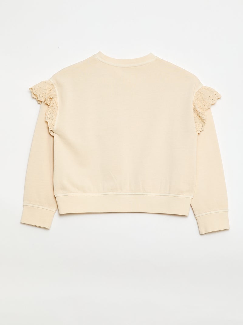 Sudadera de felpa con bordados ingleses Blanco - Kiabi