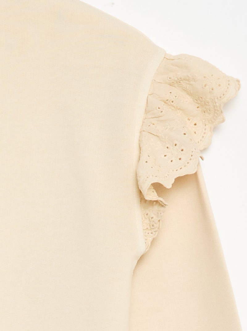 Sudadera de felpa con bordados ingleses Blanco - Kiabi