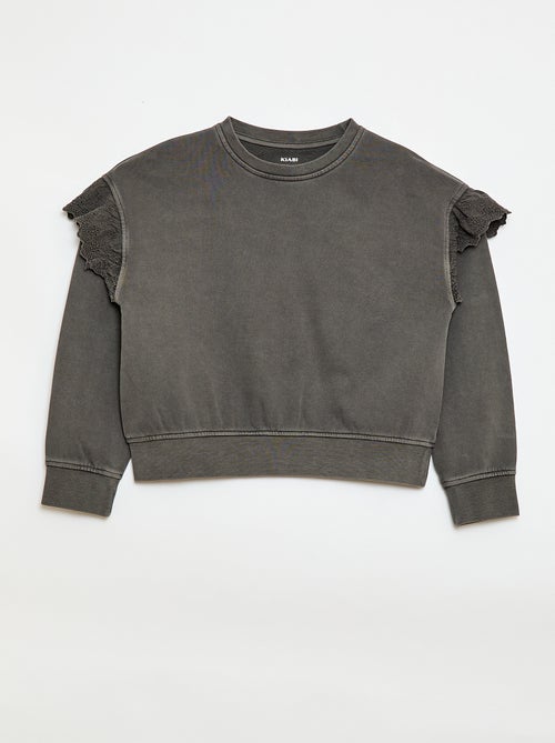 Sudadera de felpa con bordados ingleses - Kiabi Sudadera de felpa con bordados ingleses - Kiabi