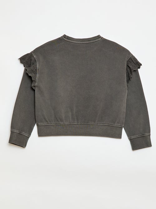 Sudadera de felpa con bordados ingleses - Kiabi Sudadera de felpa con bordados ingleses - Kiabi