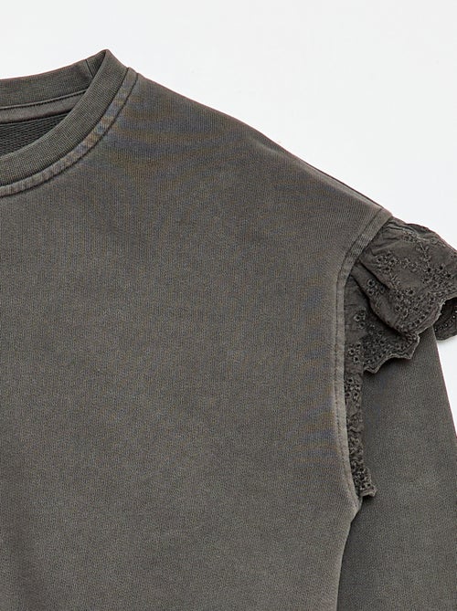 Sudadera de felpa con bordados ingleses - Kiabi Sudadera de felpa con bordados ingleses - Kiabi
