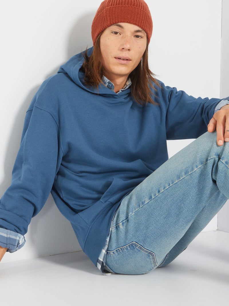 Sudadera de felpa con capucha azul oscuro Kiabi