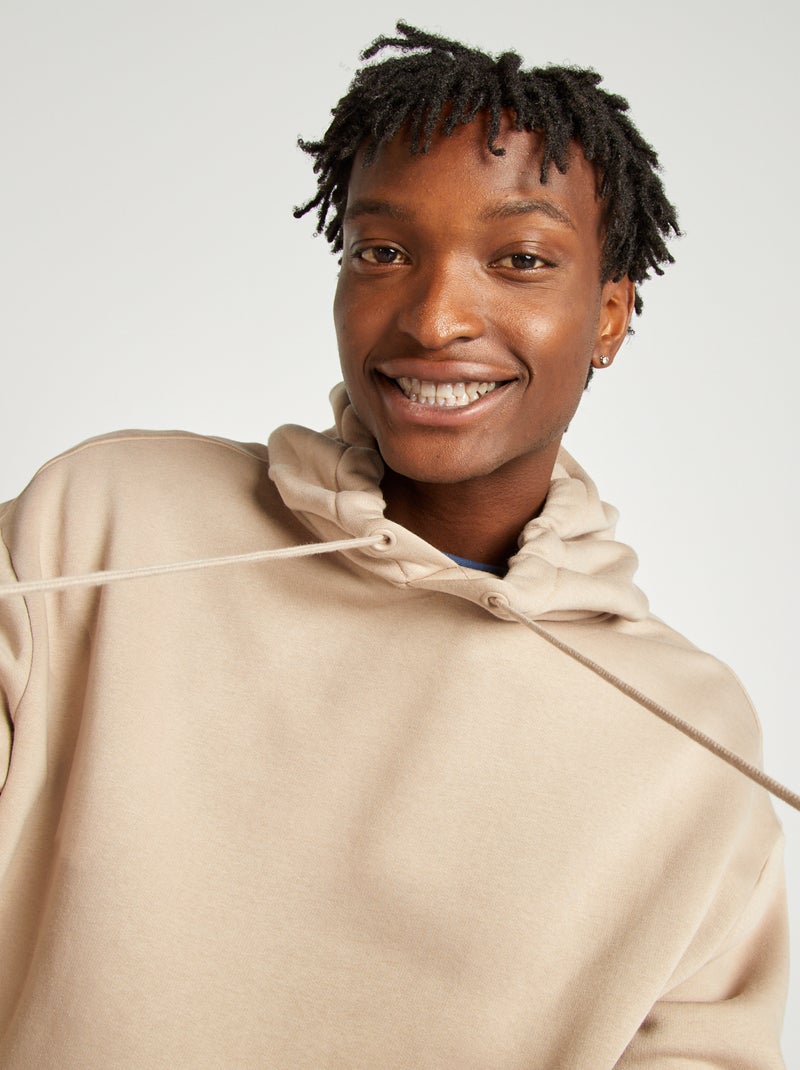Sudadera de felpa con capucha beige - Kiabi